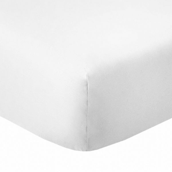 Drap housse 90x190 +35 cm Coton 57 fils Blanc
