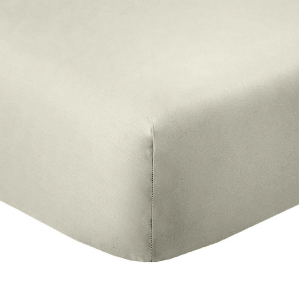 Drap-housse 100% coton 57 Fils Blanc - 160 x 200 cm - Bonnet 30 cm