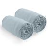 2 Draps housse 80x200 +35 cm Coton 57 fils Bleu Polaire