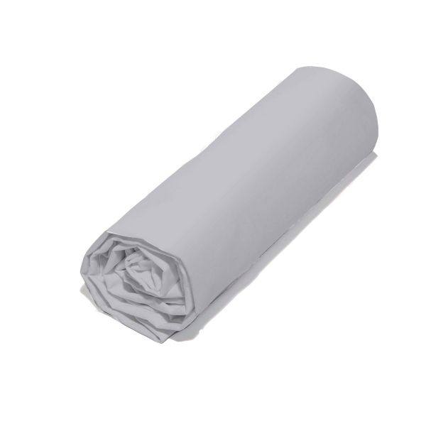 Drap housse 180x200 +30 cm Coton Bio 57 fils Gris