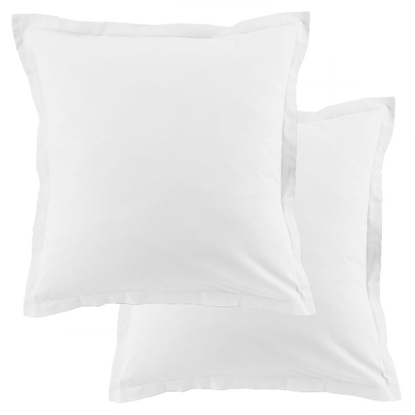 Lot de 2 taies d'oreiller 63x63 cm Coton 57 fils Blanc