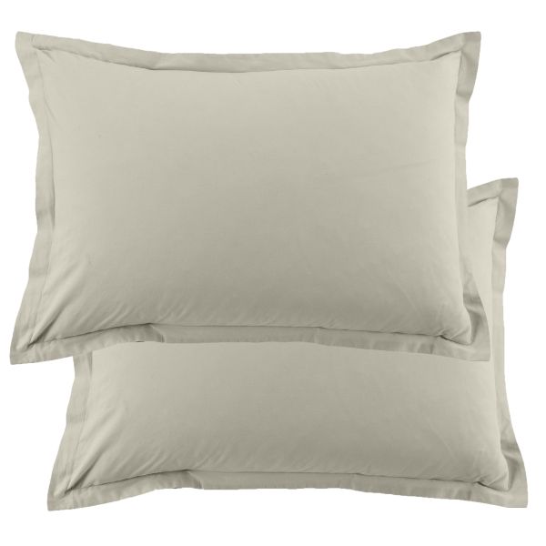 Lot de 2 taies d'oreiller 50x70 cm Coton 57 fils Grège