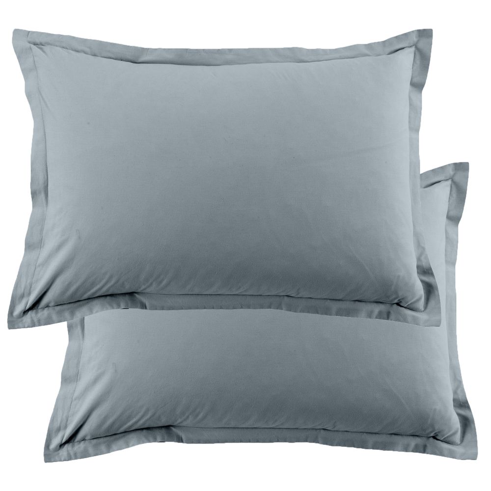 Lot de 2 taies d'oreiller 50x70 cm Coton 57 fils Bleu Polaire - Housse De  Rêve