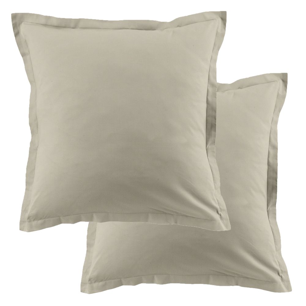 Lot de 2 taies d'oreiller 63x63 cm Coton 57 fils Latte - Housse De Rêve