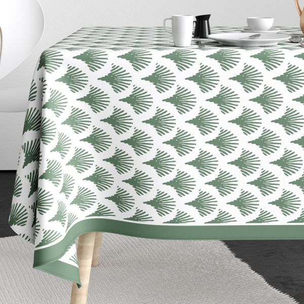 Nappe rectangulaire anti tache 140x200 cm Coton Papyrus Vert - Housse De  Rêve