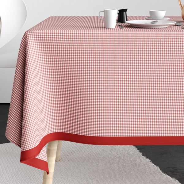 Nappe rectangulaire anti tache 140x200 cm Coton Vichy Rouge