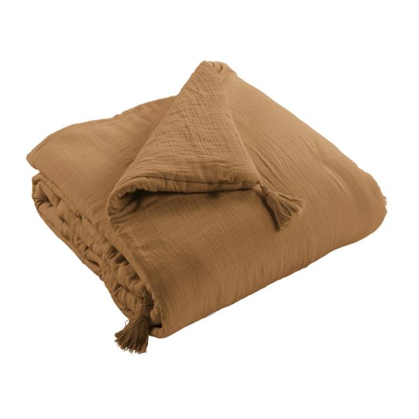 Edredon 150x150 cm Gaze de coton Camel