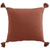 Coussin carré 40x40 cm Gaze de coton avec pompons Terracotta