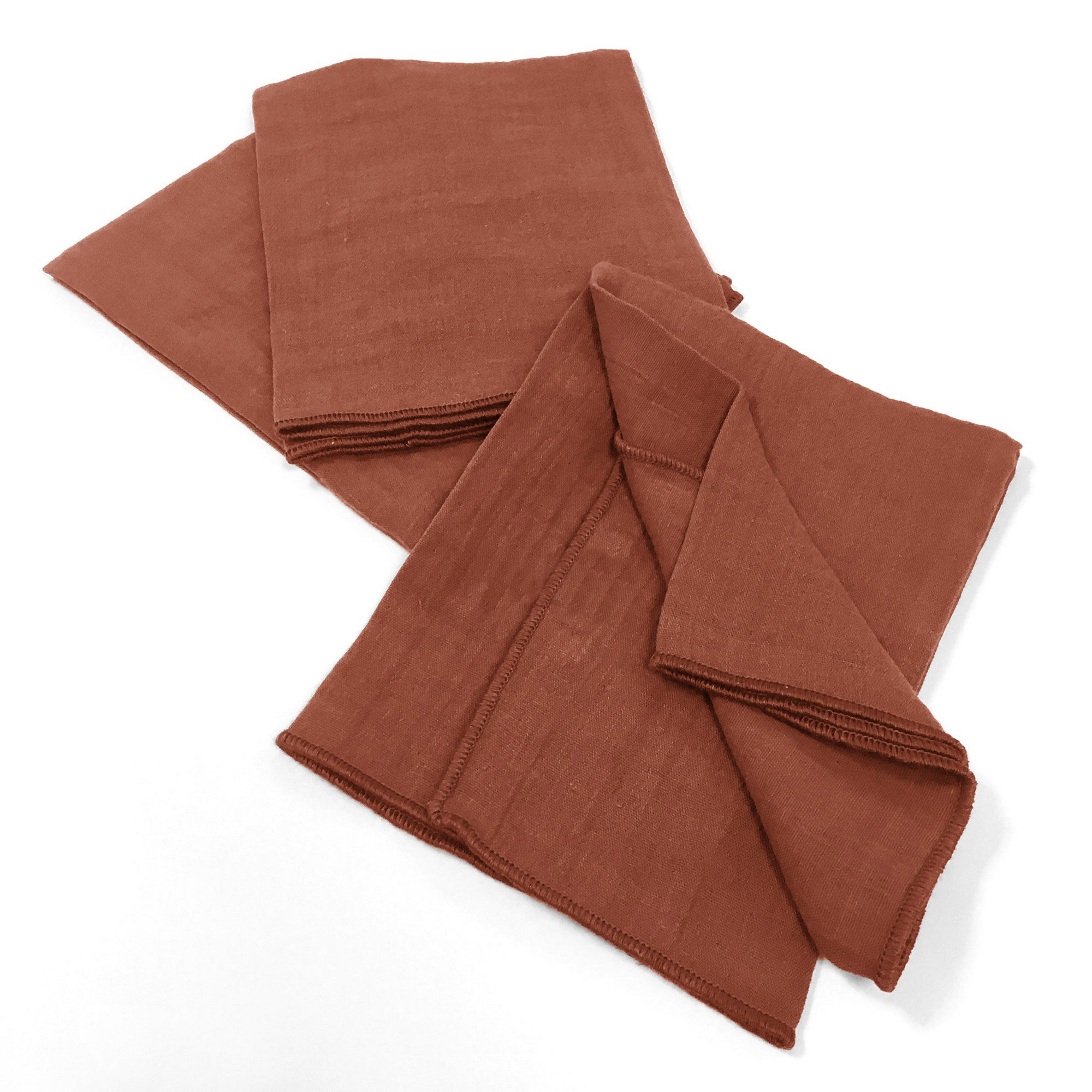 Lot De 3 Serviettes Gaze De Coton 40x40 Cm Terracotta – Douces, Absorbantes Et Élégantes Pour Table Ou Cuisine