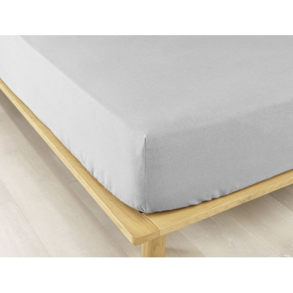 Drap housse 90x190 +30 cm Flanelle de Coton Brume