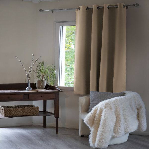 Rideau Occultant 140x180 cm Doublure polaire Polyester Beige