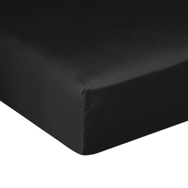 Drap housse 140x190 + 30 cm Satin de Coton Noir