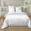 Housse de couette 220x240 cm + 2 taies 100% Satin de Coton Raye Blanc