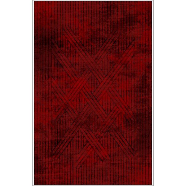 Tapis de salon 80x150 cm Polycoton Fisun Rouge