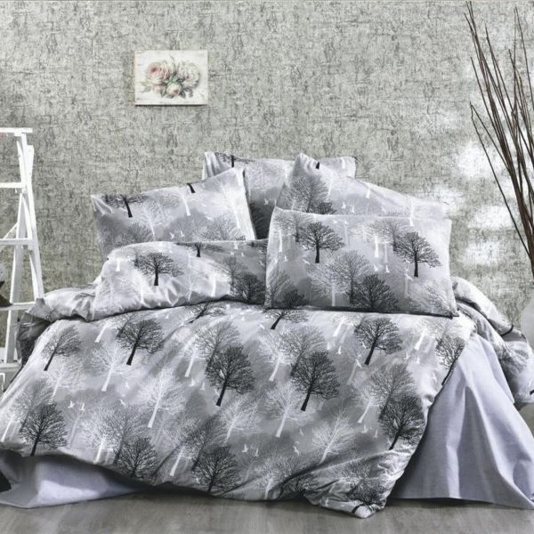 Parure de lit 140x200 cm Polycoton Tree Gris