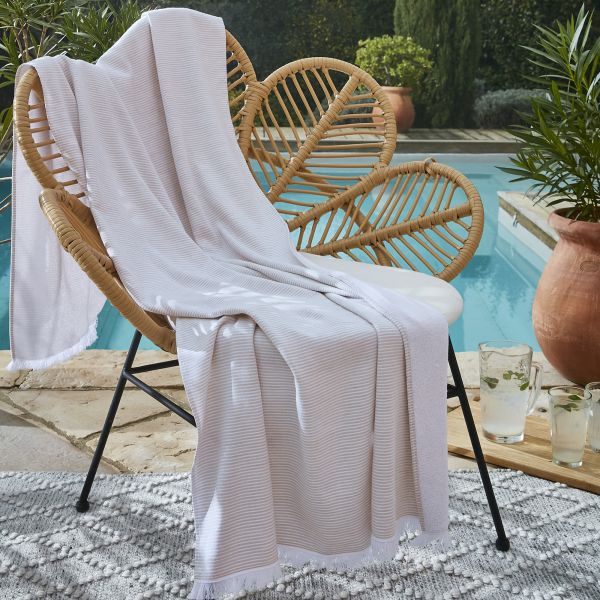 Fouta avec franges 95x180 cm Polycoton Corail