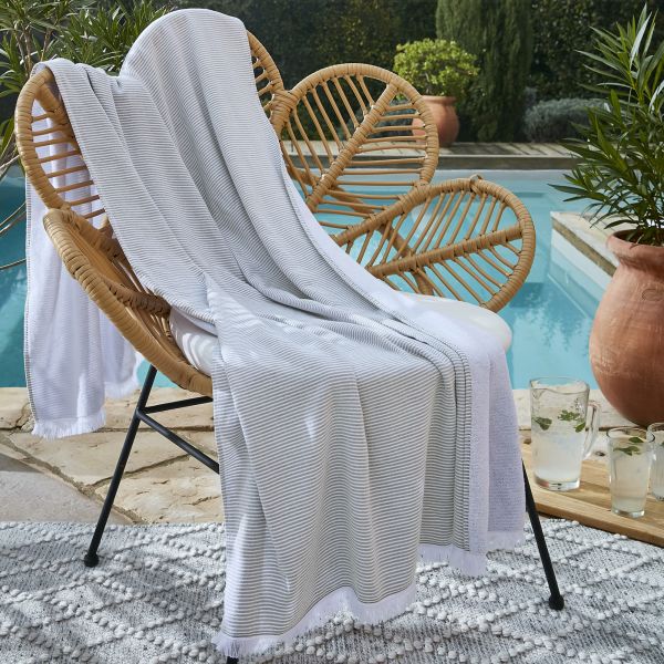 Fouta avec franges 95x180 cm Polycoton Nénuphar