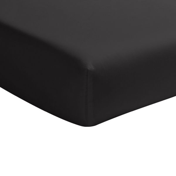 Drap housse 160x200 + 30 cm 100% Percale de Coton 80 fils Noir