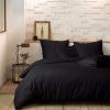 Housse de couette 240x260 cm + 2 taies 100% Percale de Coton 80 fils Noir