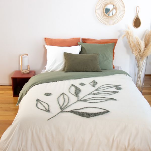 Parure de lit 240x260 cm Coton Lavé Bci Herbier