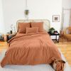 Parure de lit 240x260 cm Gaze de Coton Caramel
