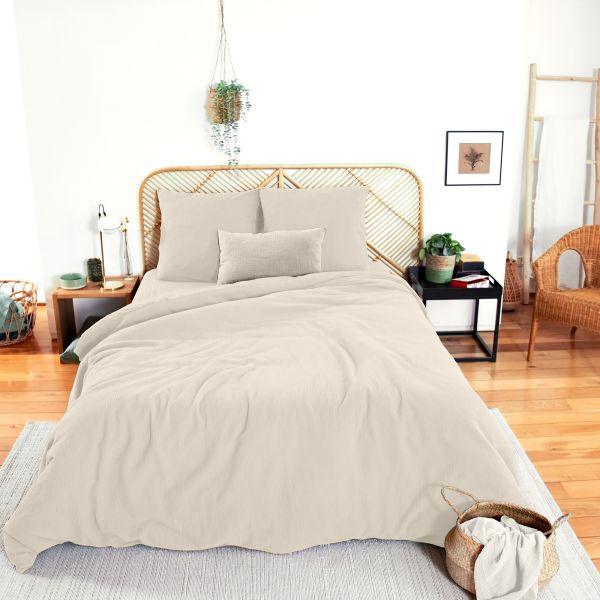 Parure de lit 240x260 cm Gaze de Coton Galet