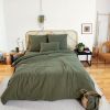 Parure de lit 240x260 cm Gaze de Coton Kaki