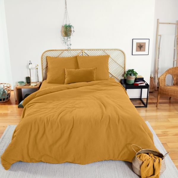 Parure de lit 220x240 cm Gaze de Coton Miel