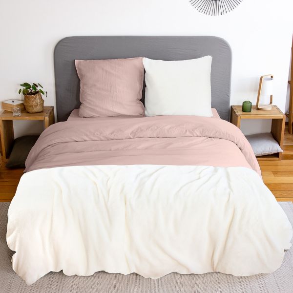 Parure de lit 240x260 cm Microfibre Lavé – Sherpa Rose