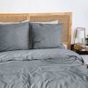 Parure de lit 220x240 cm Microfibre effet flanelle Ardoise
