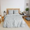 Parure de lit 220x240 cm Microfibre effet flanelle Cendre