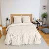 Parure de lit 220x240 cm Microfibre effet flanelle Crème