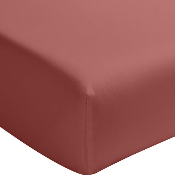 Drap housse 180x200 cm Percale de Coton Lavé Vieux Rose