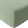 Drap housse 140x190 cm Gaze de Coton Lavé Vert Givrée