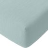 Drap housse 180x200 cm Gaze de Coton Lavé Bleu Givrée