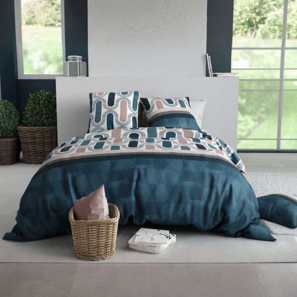 Parure de lit 200x200 cm Coton 57 fils Azurine