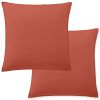 Lot 2 taies d'oreiller 65x65 cm Percale de Coton Lavé Terre De Sienne