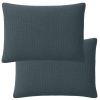 Lot 2 taies d'oreiller 50x70 cm Gaze de Coton Lavé Bleu Pétrole