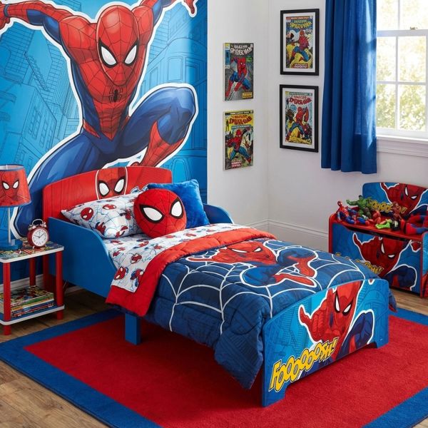 Lit enfant Spiderman 70x140 cm - MDF rouge