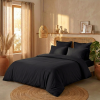 Housse de couette 220x240 cm + 2 taies 100% Percale de Coton 80 fils Noir