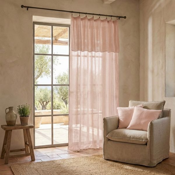 Rideau ajustable 140x300 cm Gaze de coton Guimauve