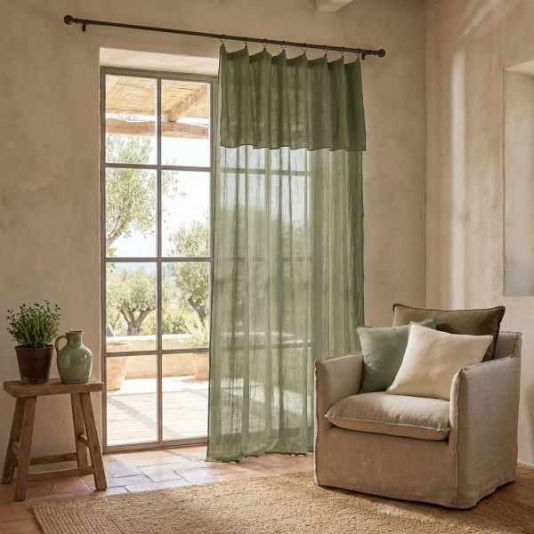 Rideau ajustable 140x300 cm Gaze de coton Romarin