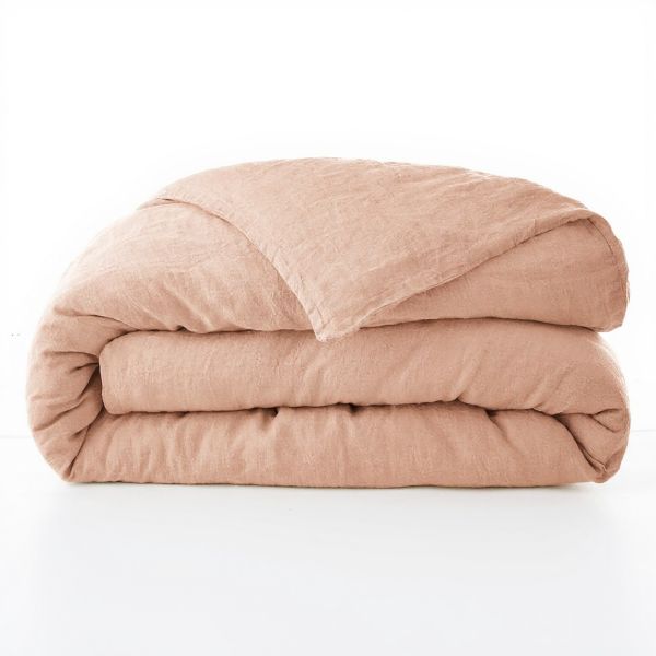 Housse de couette 260 x 240 cm Lin lavé SOLINE Vieux rose