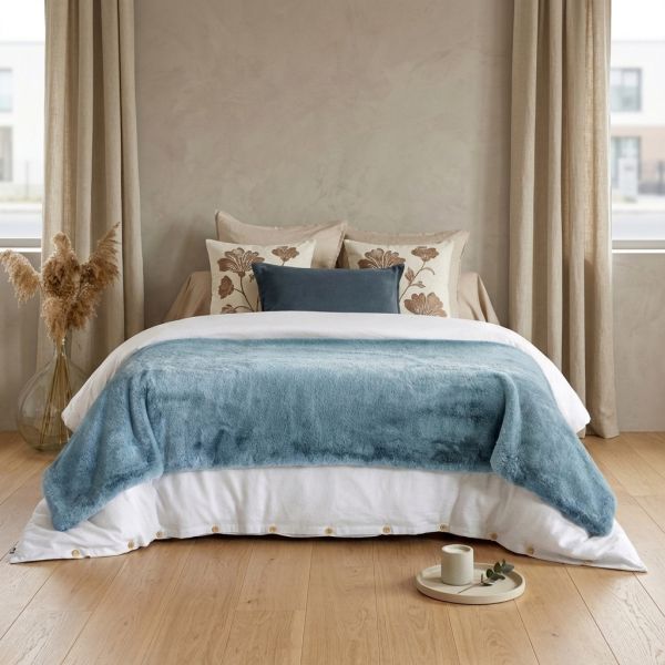 Bout de lit 90x220 cm Polyester Ingrid Bleu Arctique