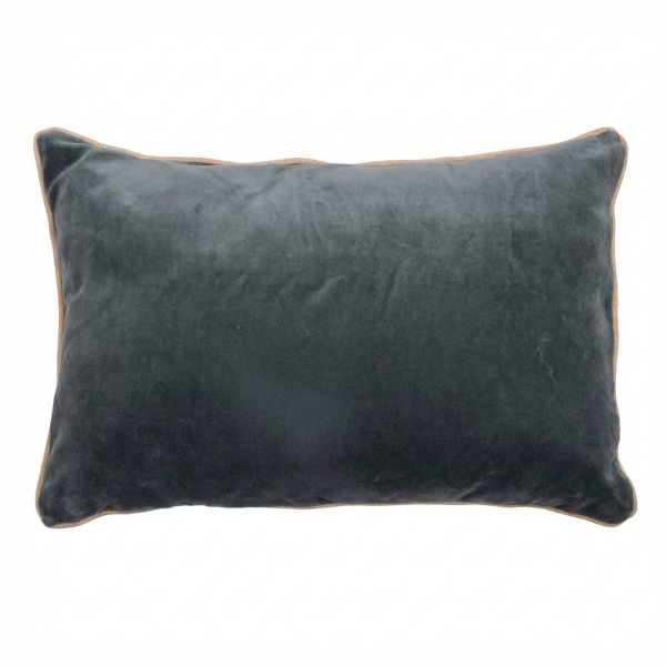 Coussin rectangulaire déhoussable 40x60 cm Velours de Coton Bianca Ardoise