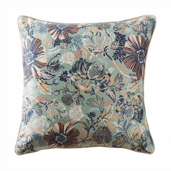 Coussin carré déhoussable 50x50 cm Velours de Coton Églantine