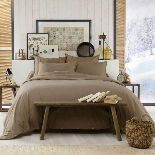 Housse de couette 200x200 cm Flanelle de Coton Jasmine Ficelle