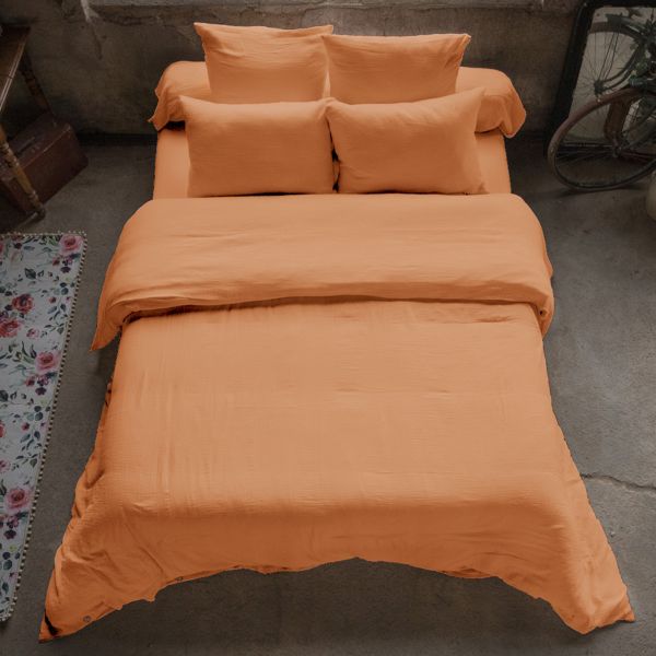 Housse de couette 200x200 cm Gaze de Coton Terra Abricot