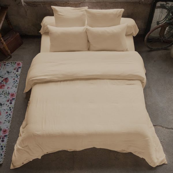 Housse de couette 240x260 cm Gaze de Coton Terra Ficelle