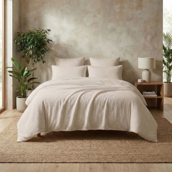 Housse de couette 240x260 cm Gaze de Coton Iris Naturel